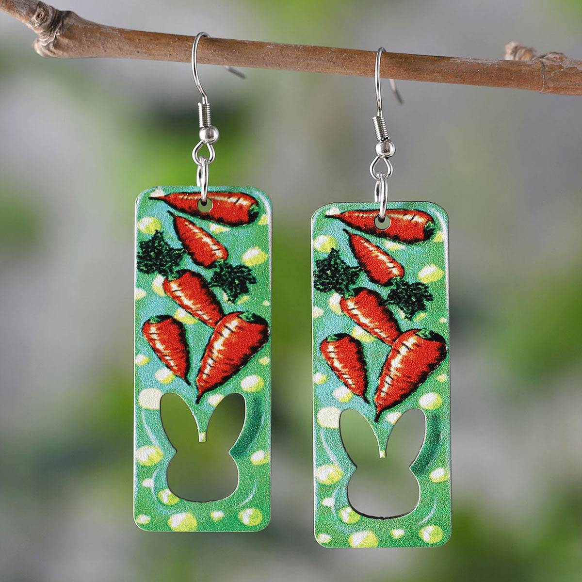 Wholesale Easter rabbit chicken striped egg carrot color hollow pendant double-sided earrings