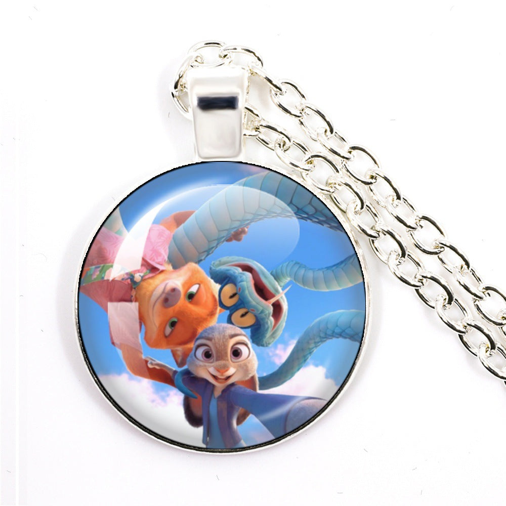 Wholesale Cartoon Cute Animal Time Gem Round Necklace  OLY Exclusive