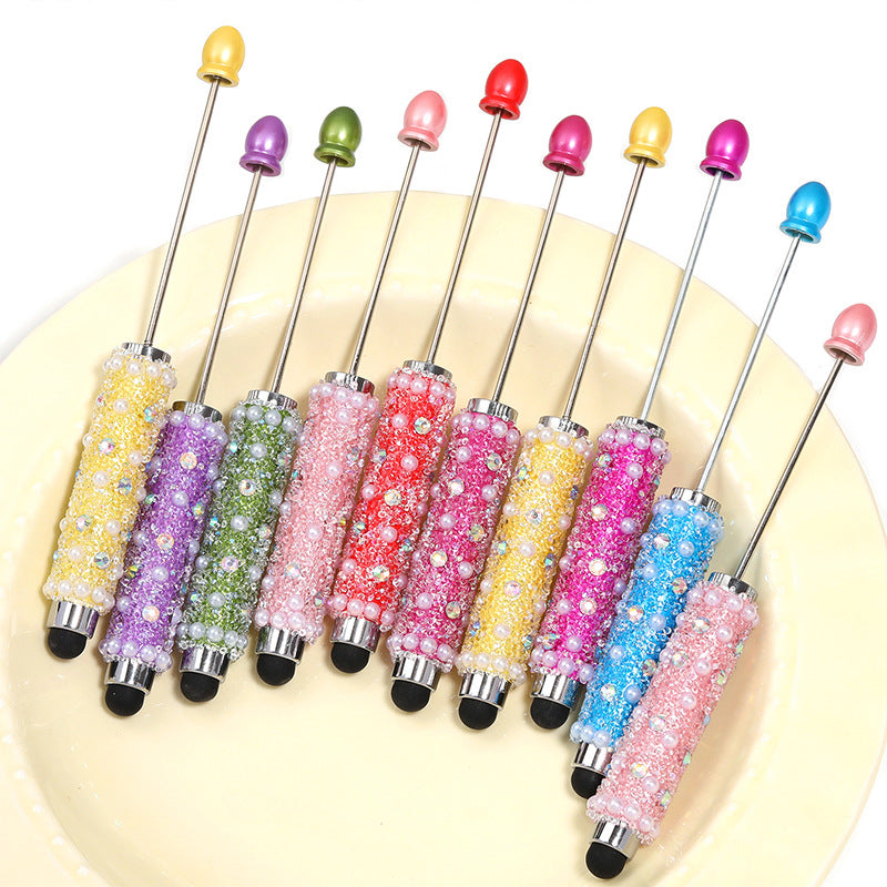 Wholesale 5pcs Starry Sky Ballpoint Pen Pearl Sugar Pen Beadable Pen