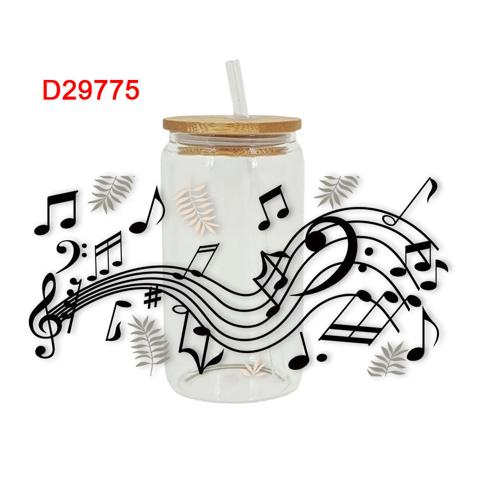 Wholesale Colorful Cartoon Music 16oz Cup UV DTF Wraps