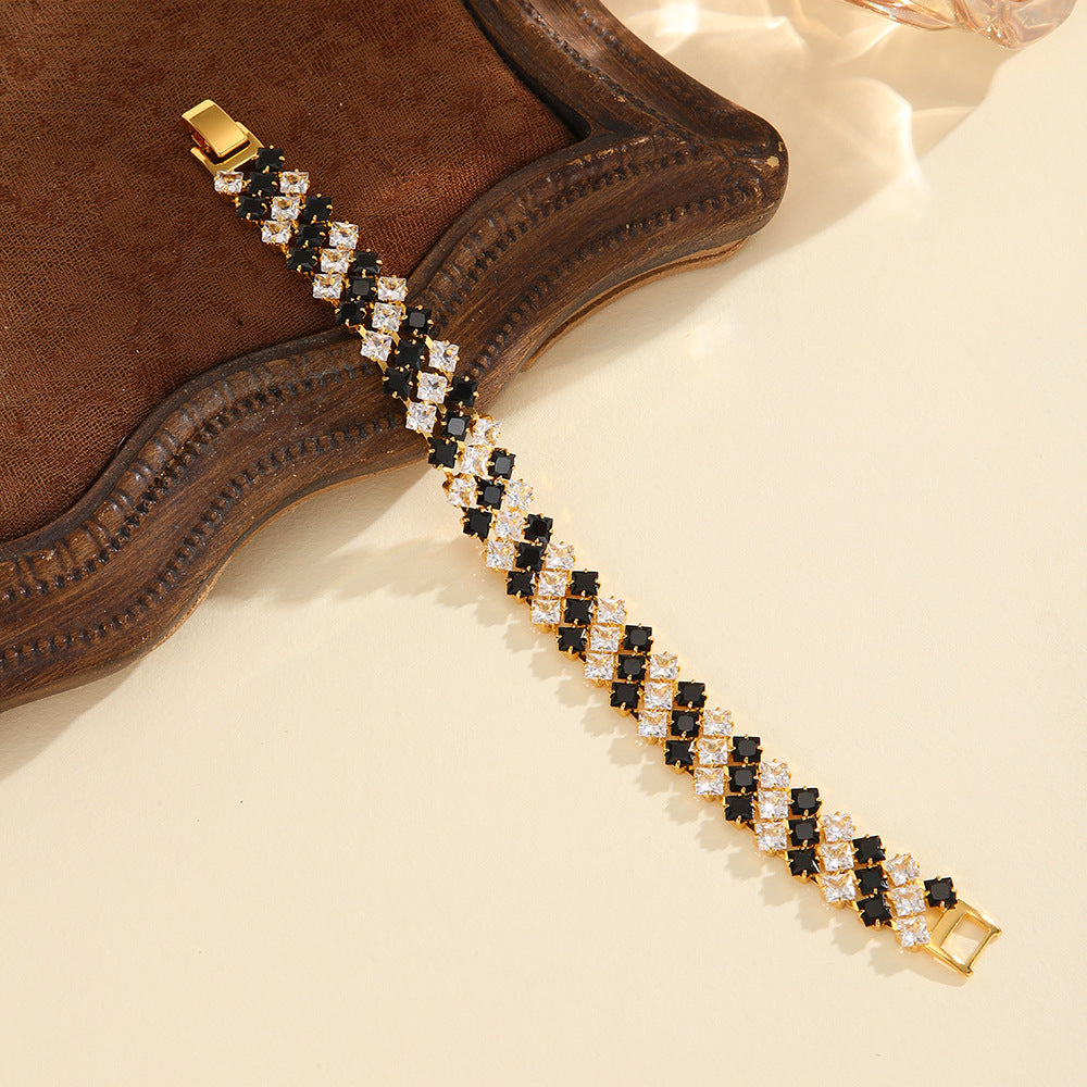 Wholesale Red Multi Row Zircon Bracelet Gold Plated Copper Women S Fashion Jewelry Sparkly Bridal Party Accessory For Resale