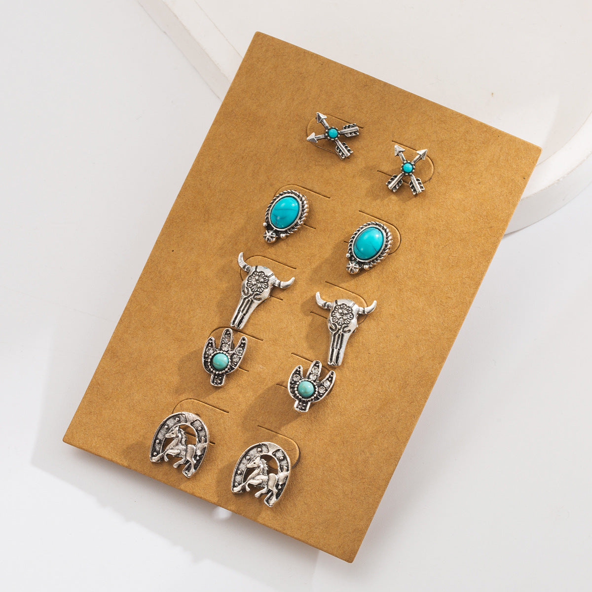 Vintage ethnic style turquoise earring set