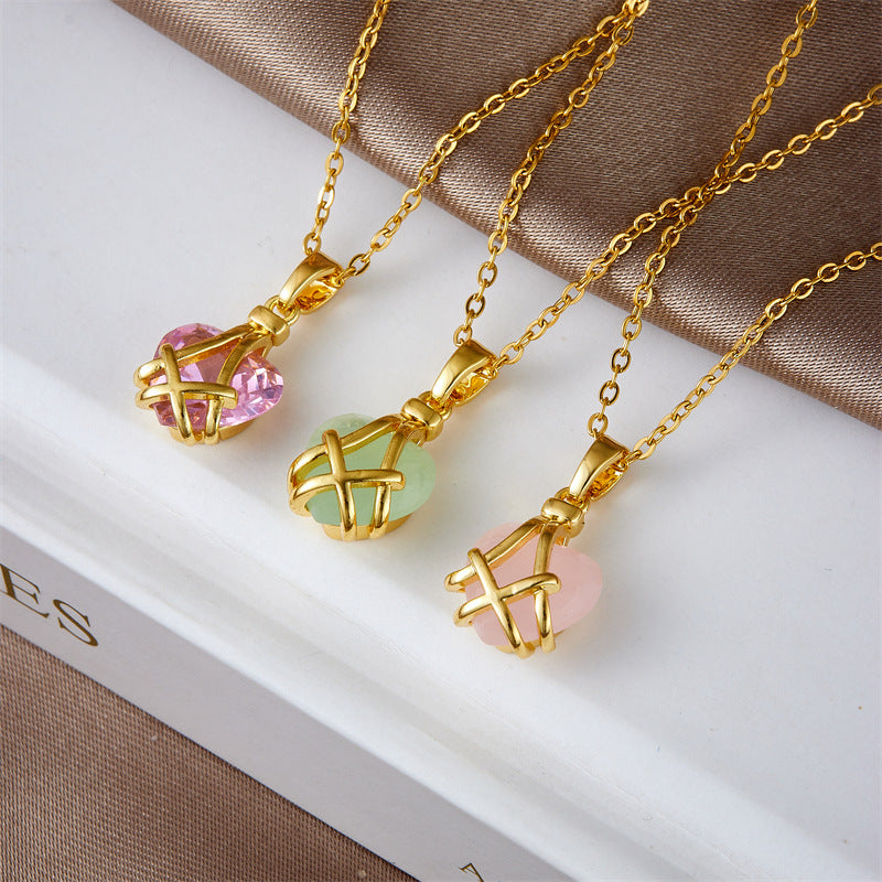 Wholesale birthday Stone Love necklace female niche design luxury design pendant accessories clavicle chain