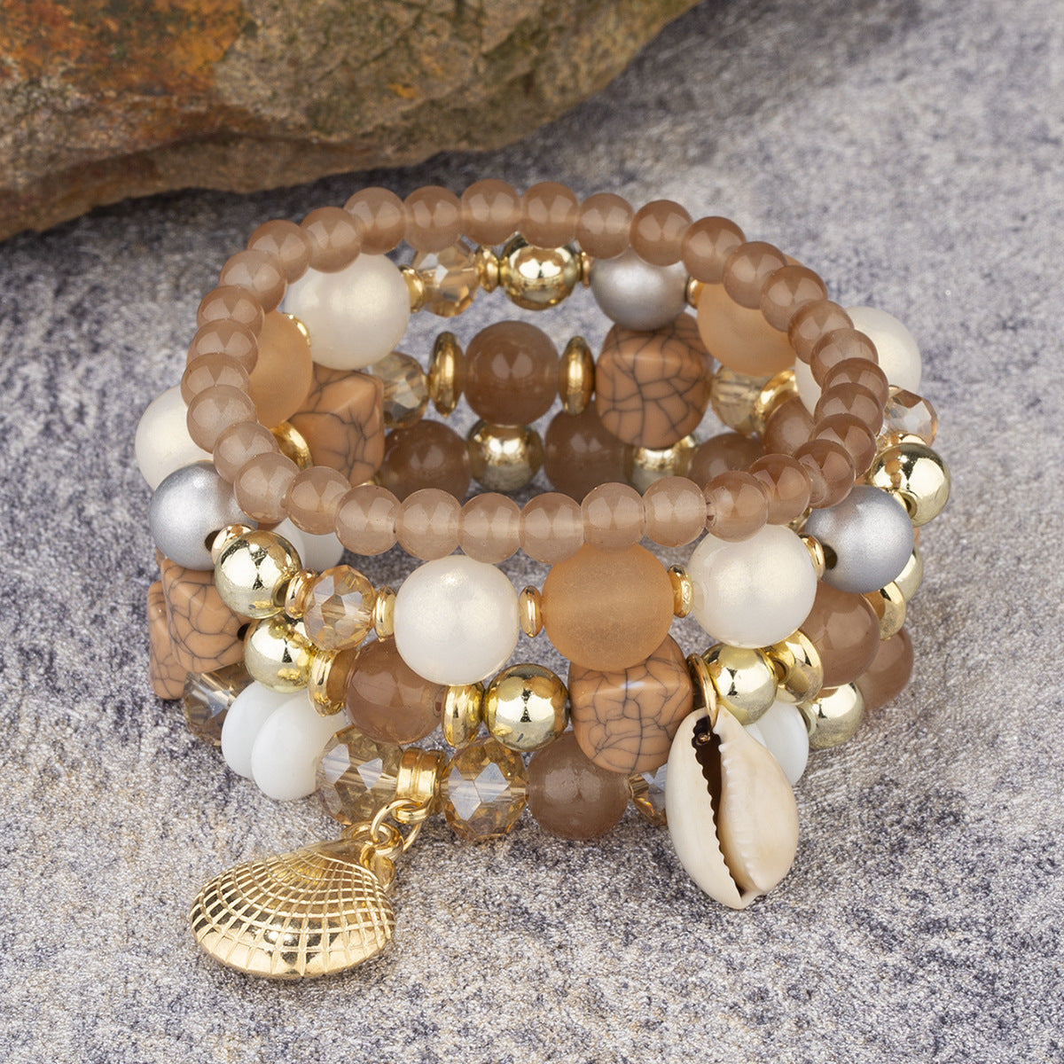 Wholesale Shell Crystal Multilayer Beaded Bracelet