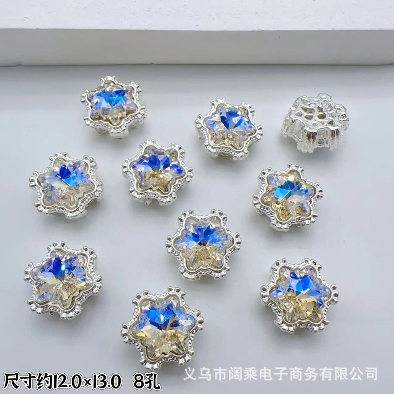 Wholesale 10pcs Multi-Color Eight-Hole Crystal Glass Snowflake Diamond Spacer Beads