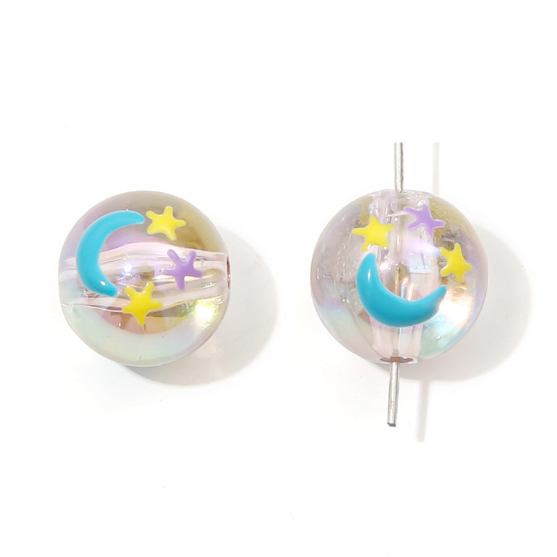 Wholesale  Acrylic Colorful Graffiti Round Beads Rabbit Beads