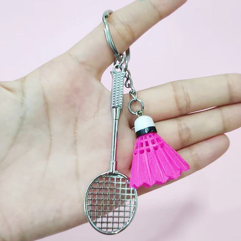 Wholesale Creative Simulation Badminton Metal Racket Keychain