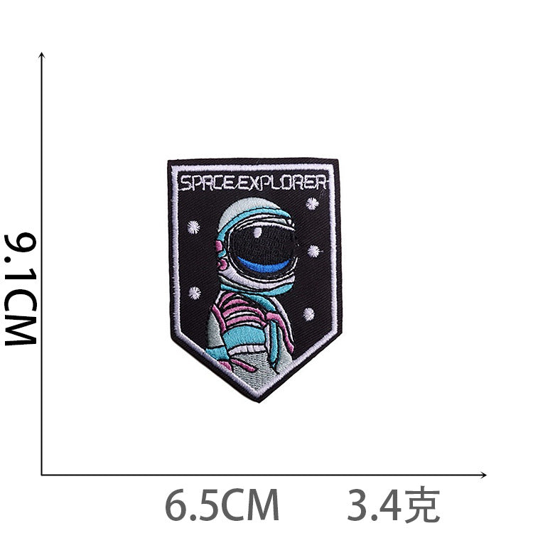 Wholesale Polyester Iron On Embroidered Patches Astronaut Space Rocket Design DIY Decorative Applique For Clothing Boutique Resale