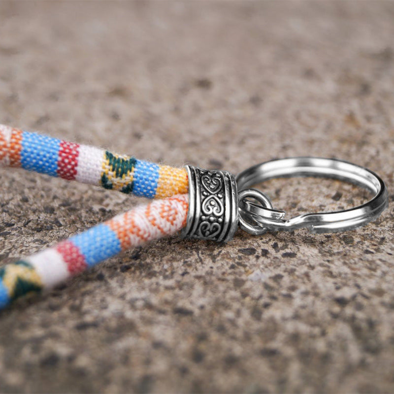 Wholesale Ethnic Style Colorful Fabric Cotton Cord Key Chain
