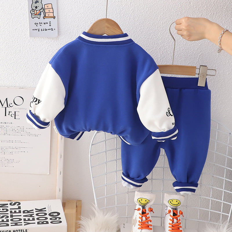 Wholesale of Spring and Autumn Children's Cotton Handsome Hoodies and Sportswear Sets