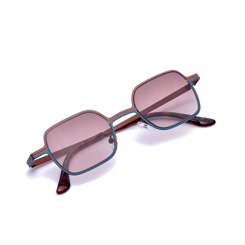 Wholesale Small Frame Stainless Steel Two-color PC Sunglasses