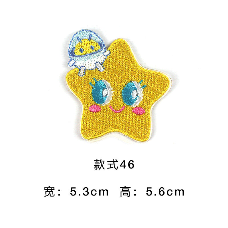 Wholesale Trendy Self Adhesive Astronaut Star Embroidered Patches Non Woven Fabric DIY Decorative For Bags Shoes Clothing Towels