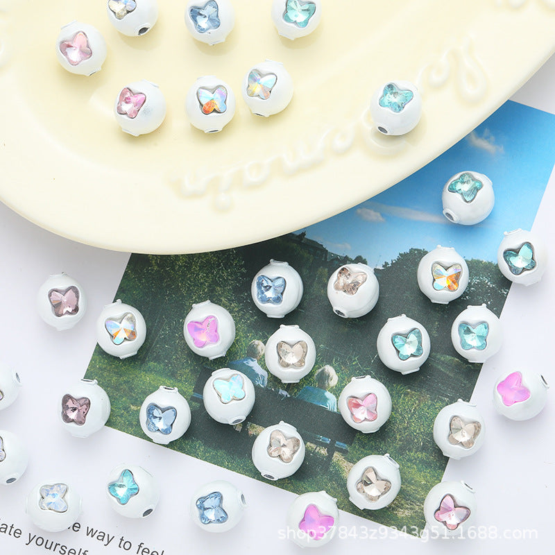 Wholesale 10pcs Butterfly Alloy Straight Hole Cute Beaded Beads