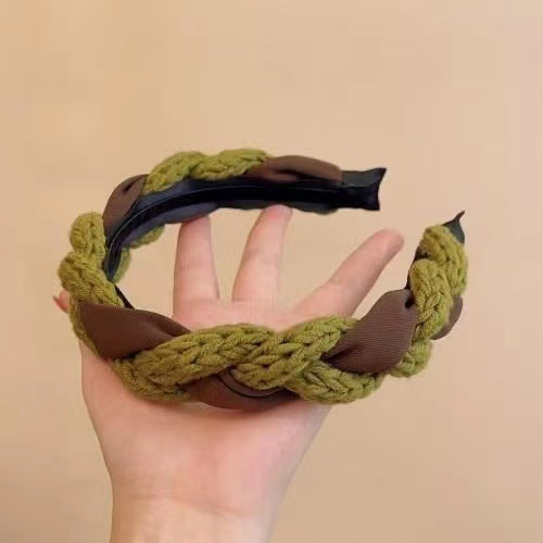 Wholesale Retro Wool Fried Dough Twists Wide Band Hair Hoop