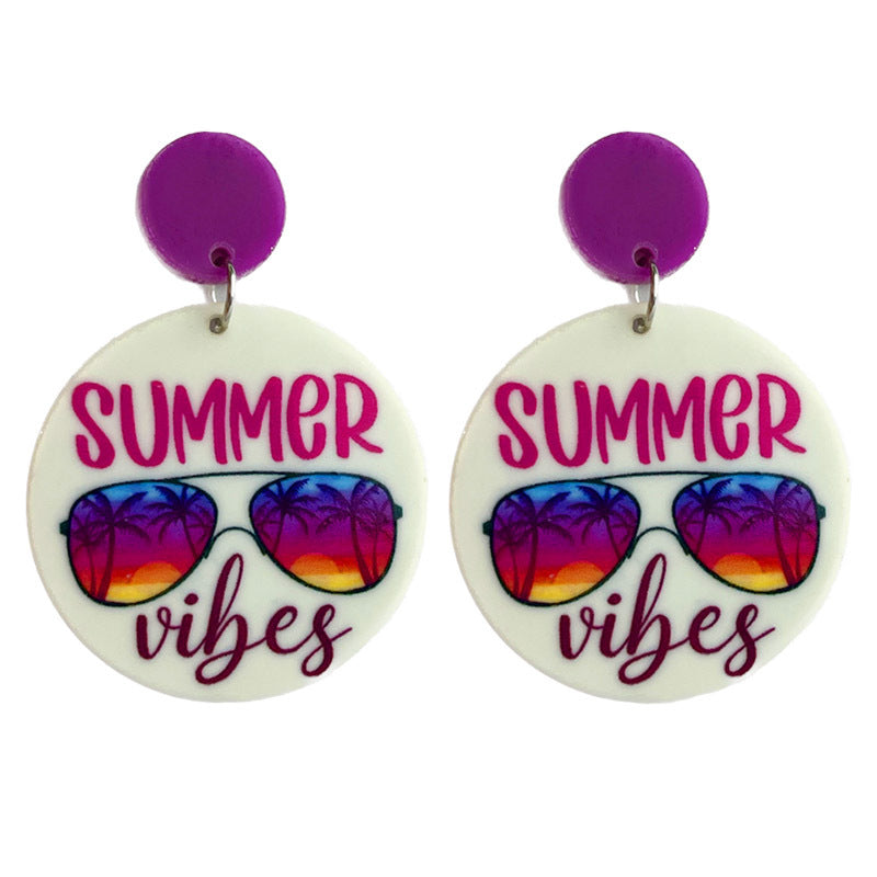 Wholesale 2pcs Hello Summer Beach Scenery Holiday Acrylic Earrings