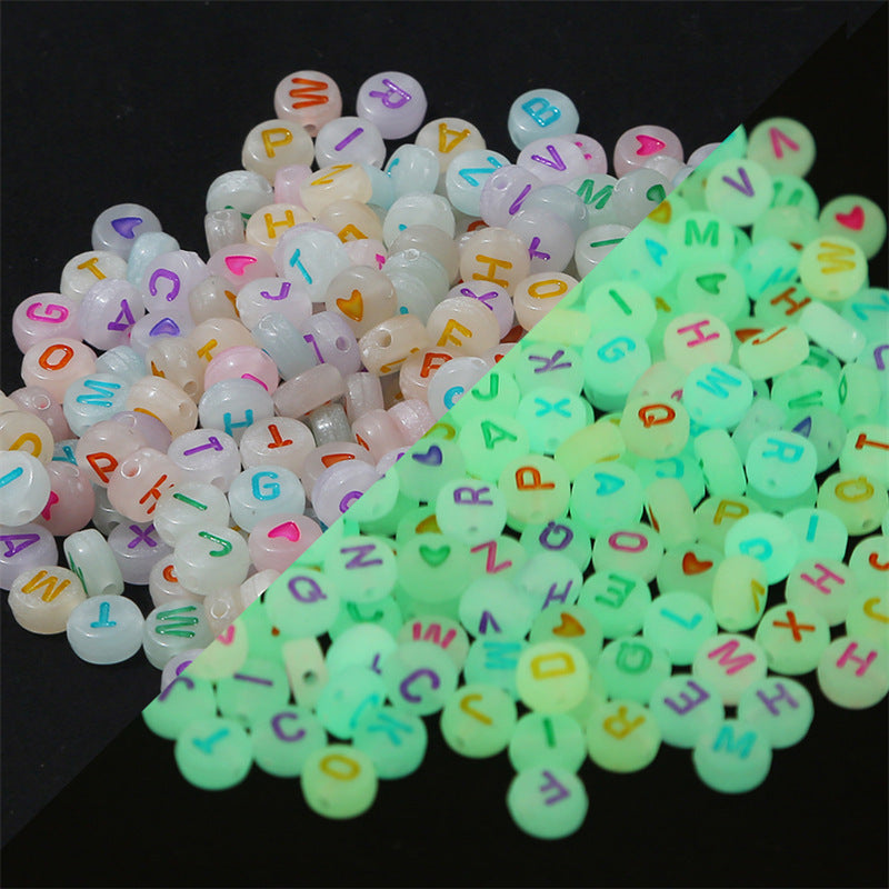 Wholesale Acrylic Luminous Heart English Letter Beads Number Beads