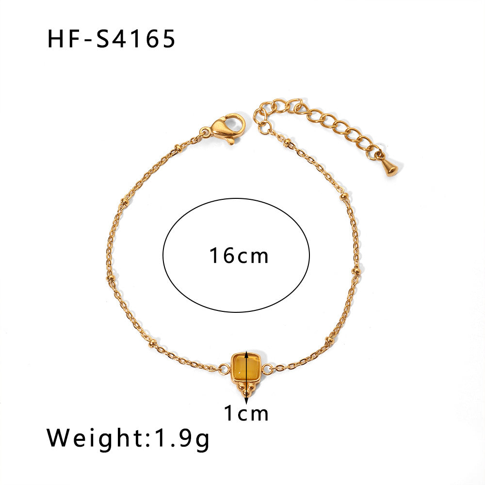 Wholesale Zircon Turquoise Square Pendant Non-fading Bracelet