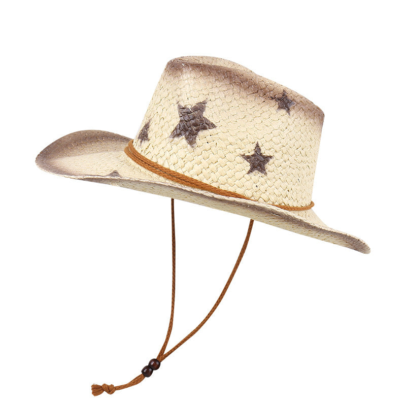 Wholesale Pull Grass Pentagram Retro Western Cowboy Hat