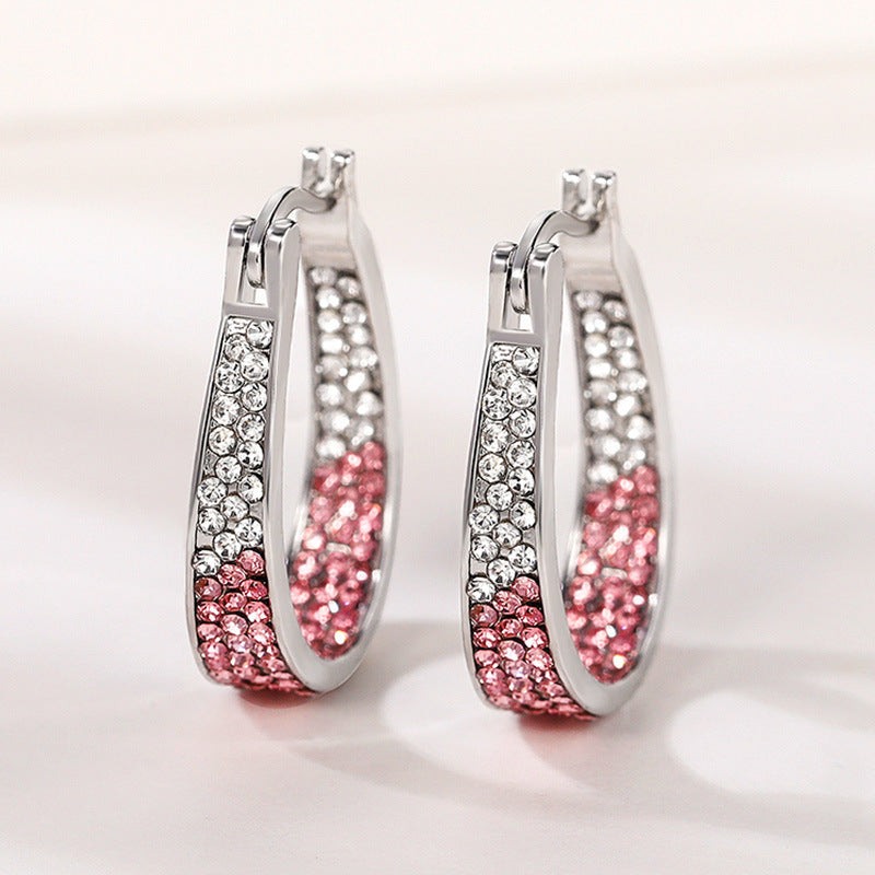 Wholesale Zirconia Inlaid Circular Alloy Earrings
