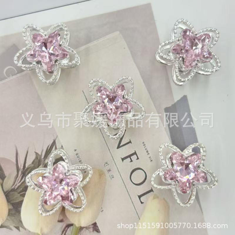 Wholesale 20pcs Alloy Double-sided Hollowed-out Star Beads/ Spacer 3D Crystal Beads