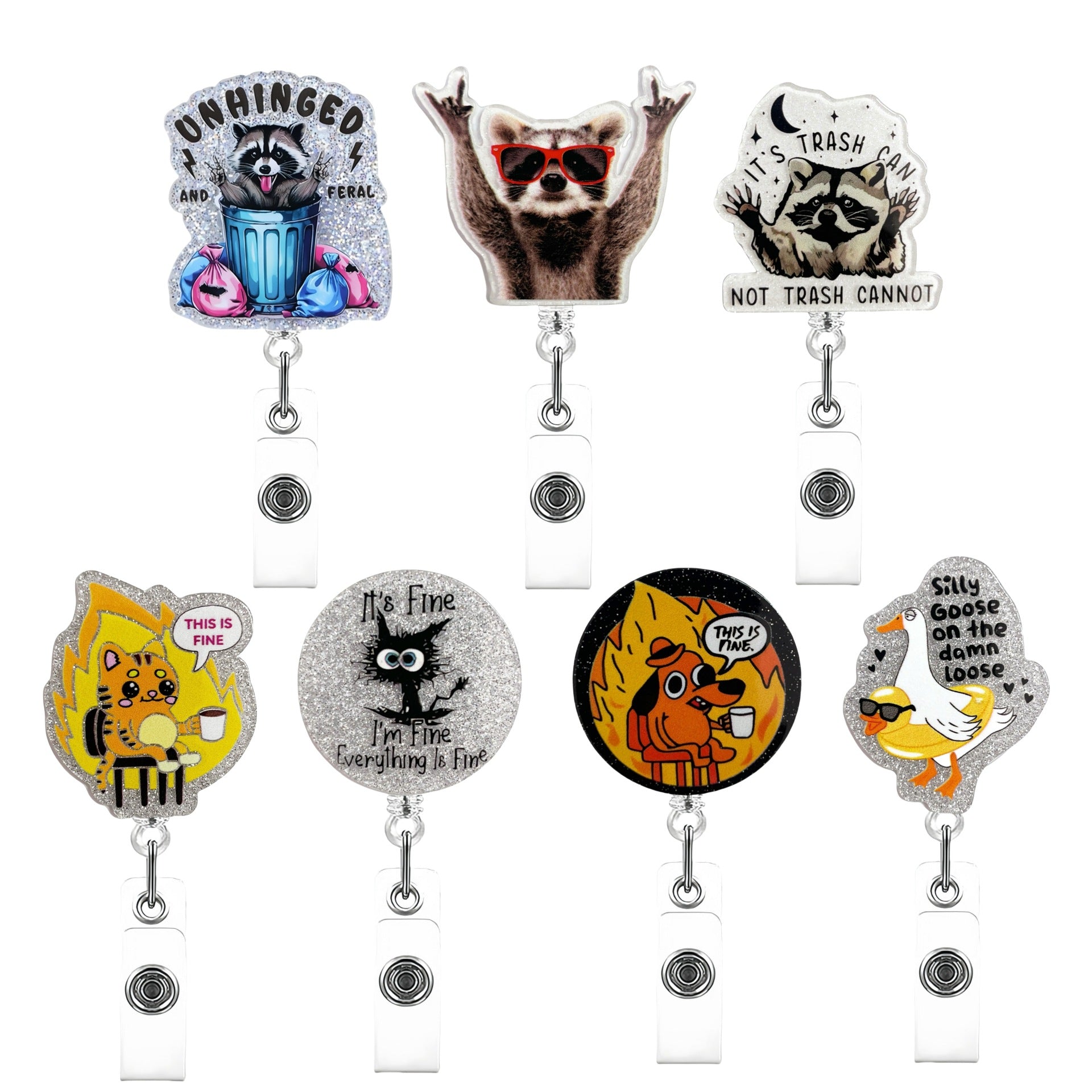 Wholesale Sparkling Raccoon Stretch Badge Reels