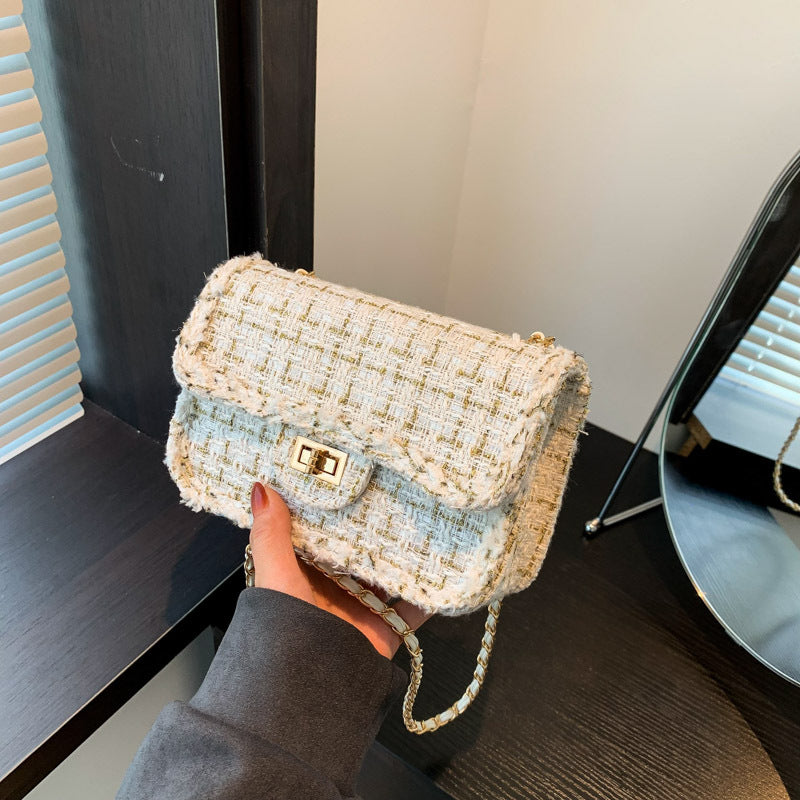 Wholesale The New Small Fragrance Weave Temperament Chain Shoulder Bag