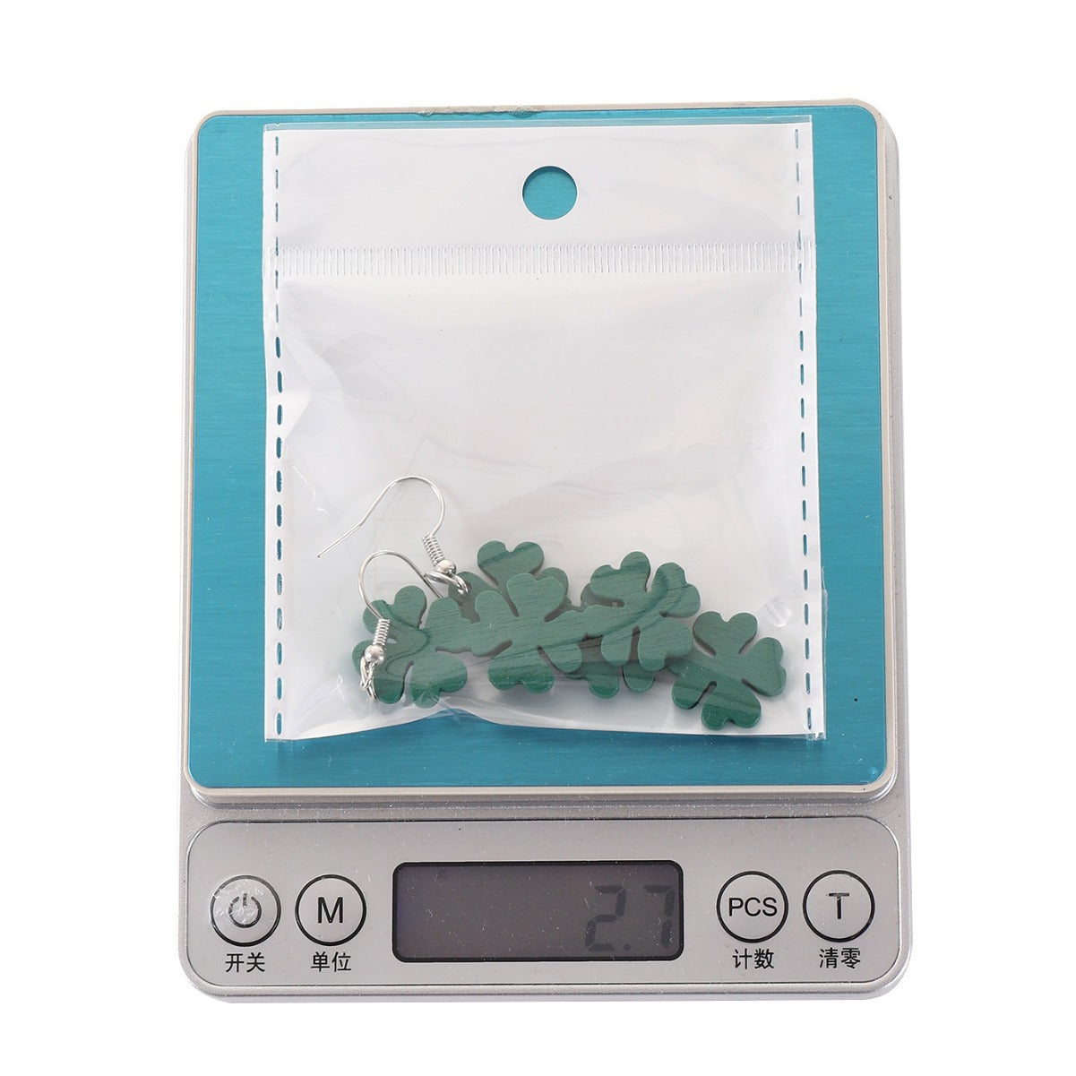 Wholesale St. Patrick's Four Leaf Clover Wooden Earrings