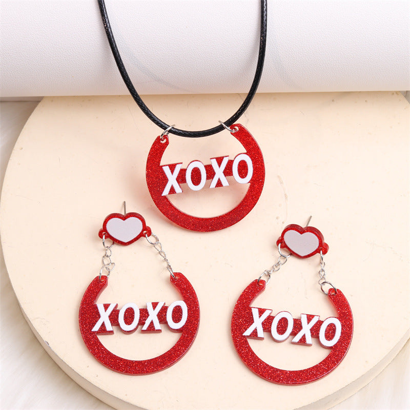 Wholesale Valentine's Day XOXO Heart Acrylic Earrings