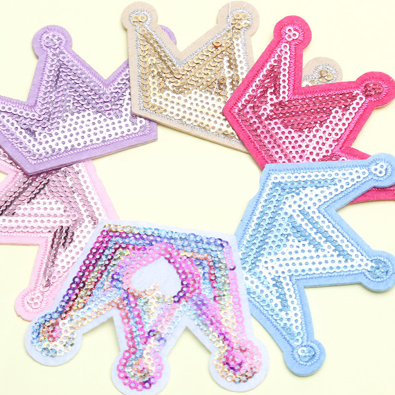 Wholesale 10pcs Colorful Crown sequin embroidery DIY Patches