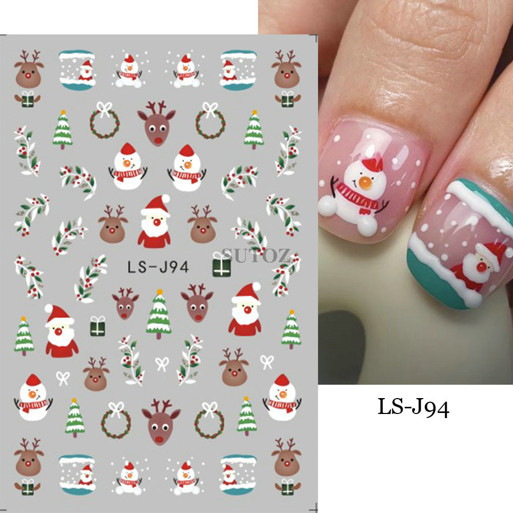 Wholesale 3pcs/pack Children' s cartoon Christmas nail stickers