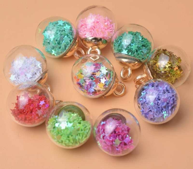 Wholesale 20pcs Alloy Glass Acrylic Small Ball Pendant DIY Handmade Jewelry Bulk Accessories Earring Accessories Key Case Pendant