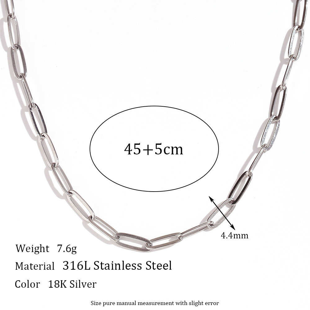 Wholesale Paperclip chain Stainless Steel Necklace