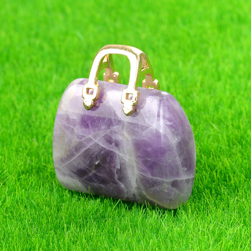 Wholesale Natural Crystal Stone Mini Handbag Bag Decoration