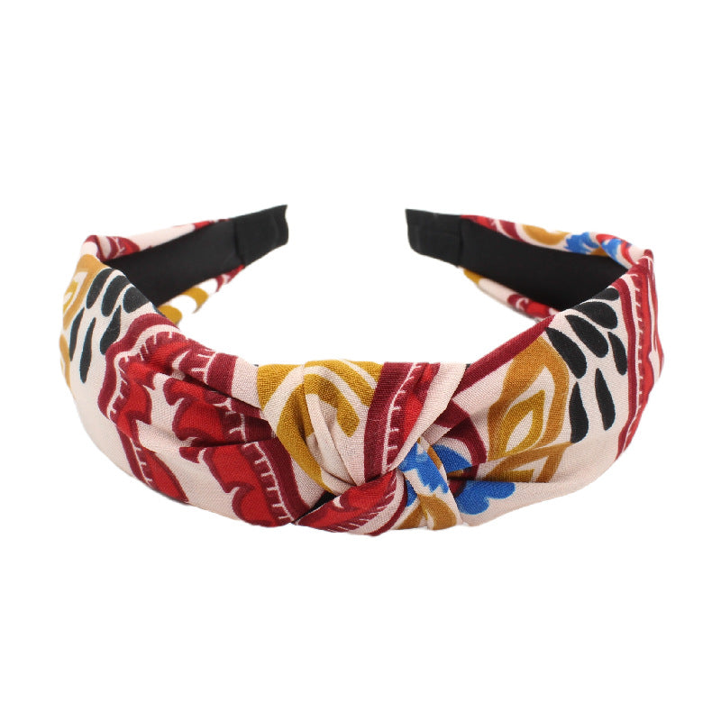 Wholesale Cross Pattern Knot Fabric Wide Edge Headband