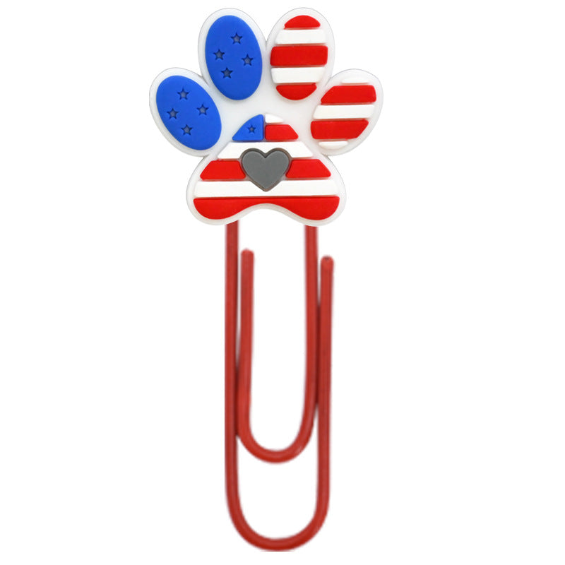Wholesale Random 50pcs Cute colo  dog claw footprints paper clips metal bookmarks