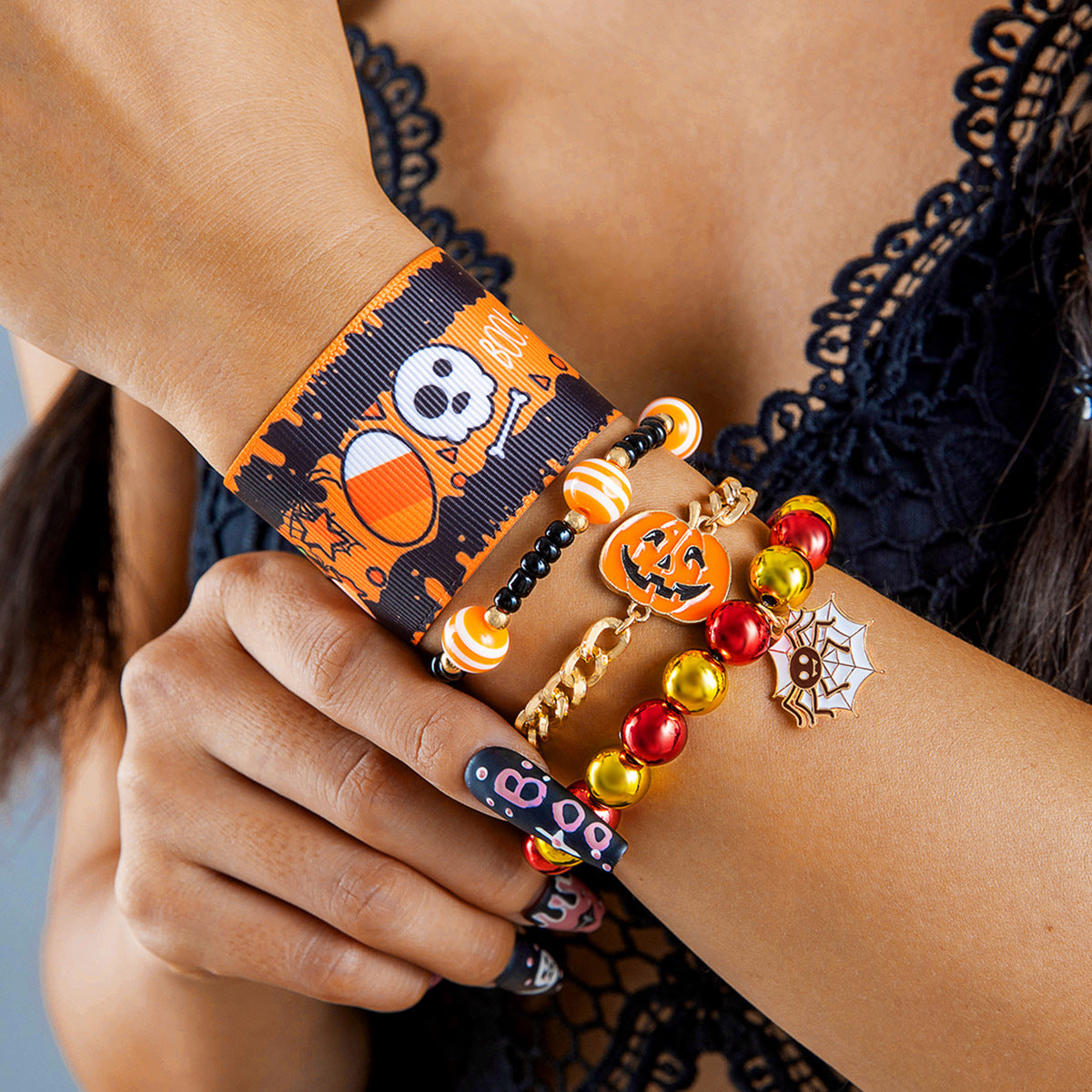 Wholesale  Funny Skull Rice Bead Bracelet Set