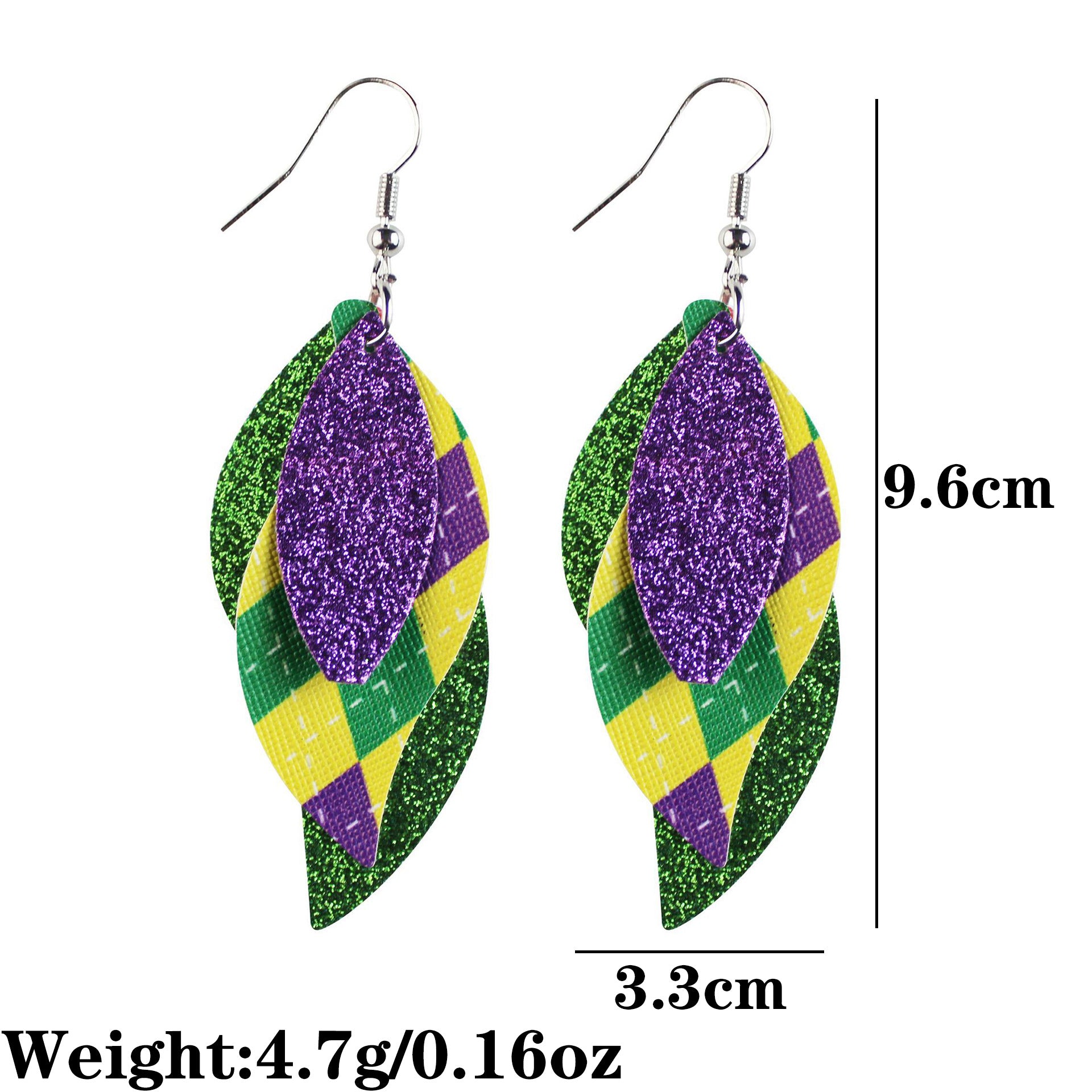 Wholesale Carnival Multi-layered Leaf  Mardi Gras Earrings