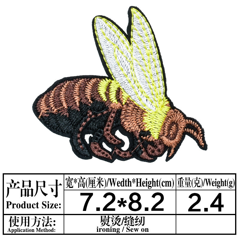 Wholesale Green caterpillar embroidered round-faced monkey and bee patch  OLY Exclusive