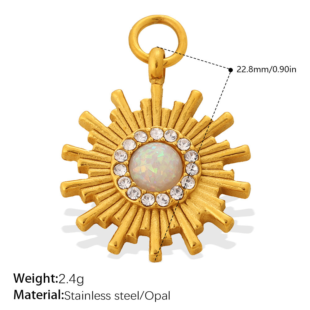 Wholesale Stainless Steel Zircon Sunflower Teardrop Pendant