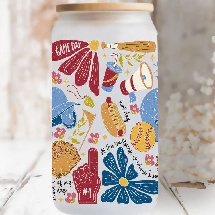 Wholesale  Ball sports bow 16oz Cup UV DTF Wraps