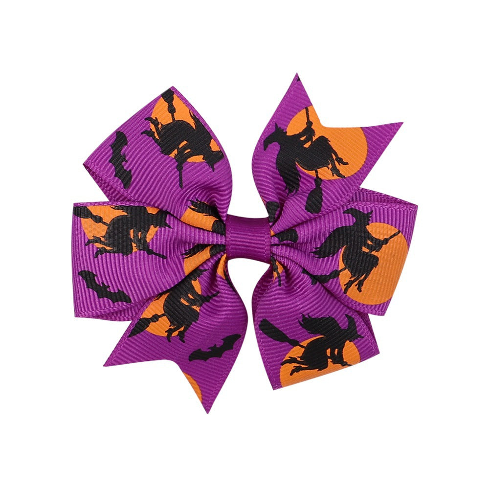 Wholesale Halloween Dress Up Skeleton Bat Ghost Pumpkin Fabric Kids Hair Clips