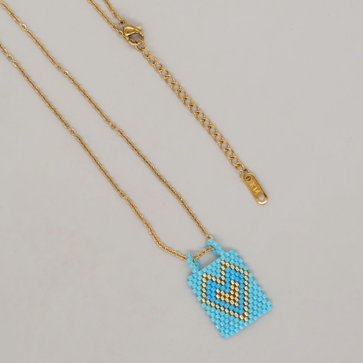 Wholesale Square Tag Rice Bead Necklace