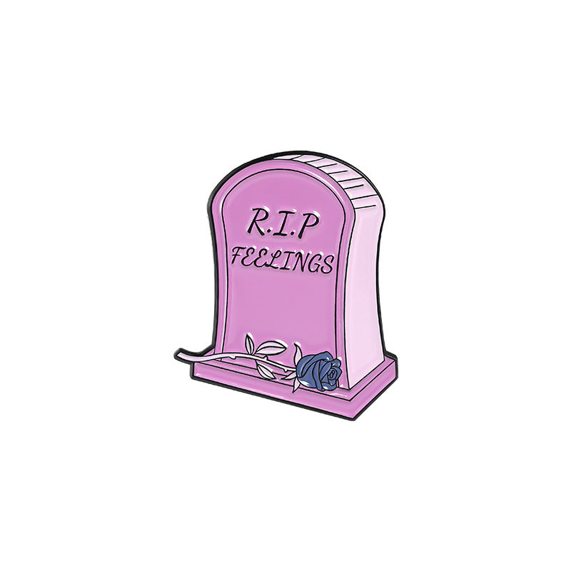 Wholesale Gothic Punk Style Pink Coffin Tombstone Brooch