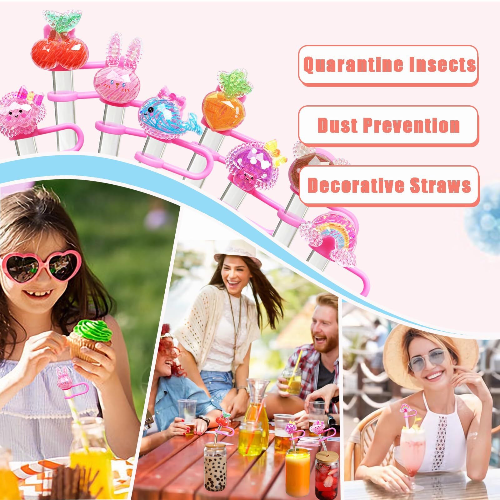 Wholesale Shiny Resin Water Cup Diy Dustproof Straw Plug Cup Accessories