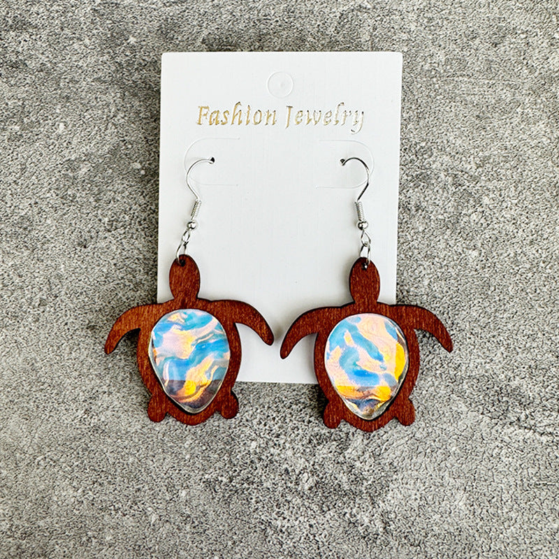 Wholesale Sea Turtle Water Drop Ocean Ripple Acrylic Fashion Earrings