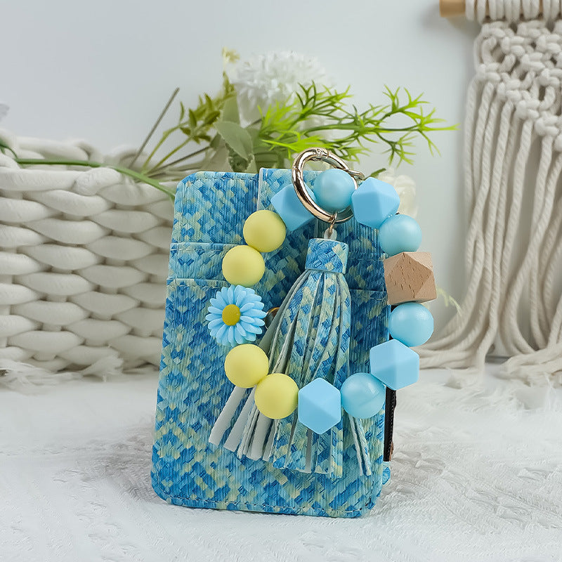 Wholesale Bohemian  Silicone Beaded Wrist Keychain