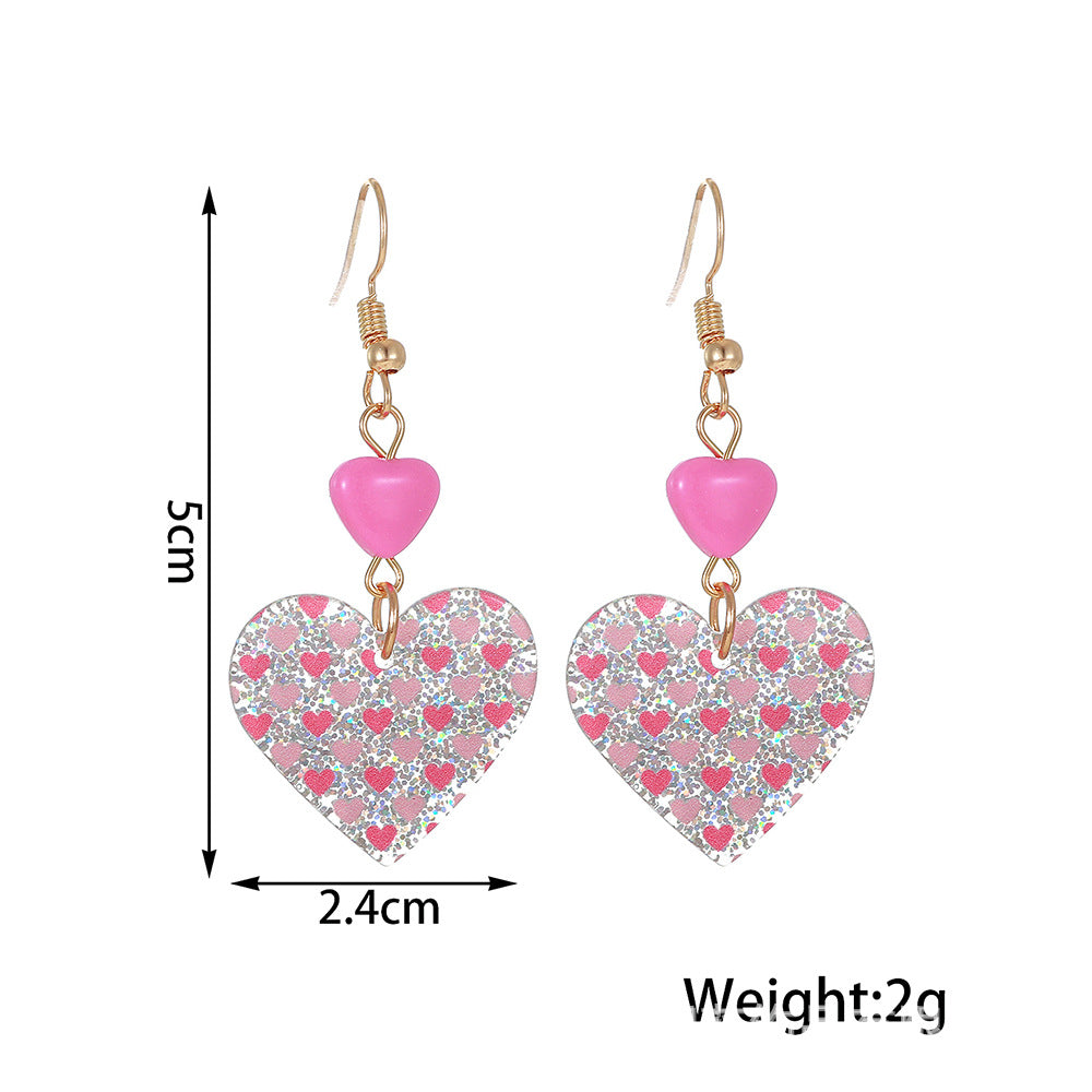 Wholesale Pink Peach Heart Valentine' s Day Acrylic Earrings