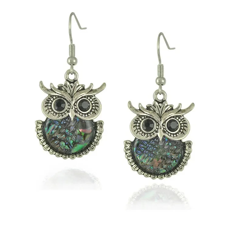 Wholesale  retro style shell owl elephant color shell earrings retro special earrings