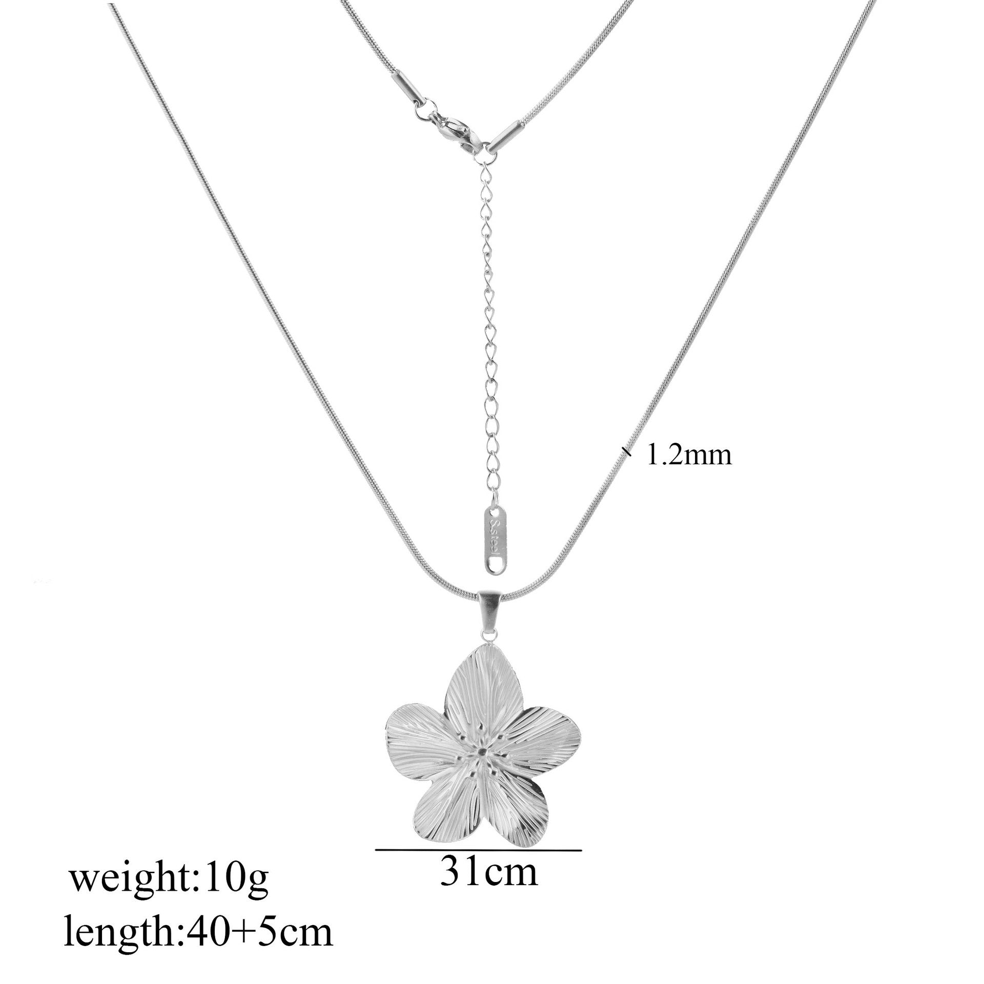 Wholesale Gold and silver flower long pendant stainless steel necklace