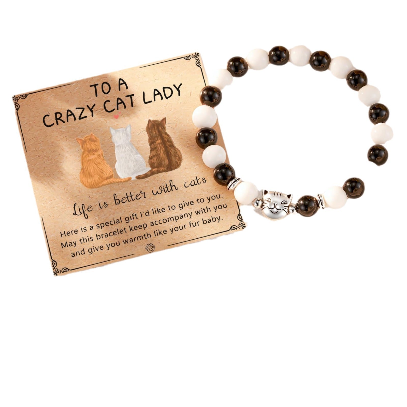 Wholesale Natural Stone Cat Black Magnet Tabby Bracelet